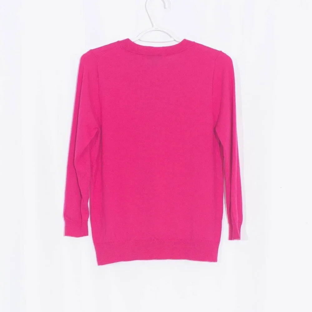 J. CREW Preppy 100% Merino Wool Ruffle Front Tippi Sweater in Pink Size M